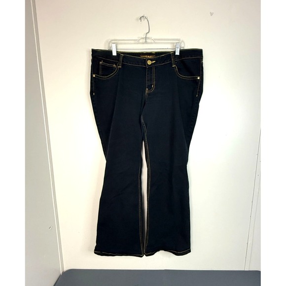 Southpole Jeans Womens 20 Blue Dark Wash Wide Leg Baggy Embroidered Pockets - Picture 2 of 7